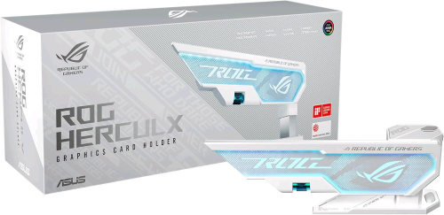 ASUS ROG HERCULX SUPPORTO PER SCHEDA GRAFICA IN LEGA DI ZINCO AURA SYNC LIVELLA INTEGRATA ALTEZZA REGOLABILE DA 72 A 128mm BIANCO